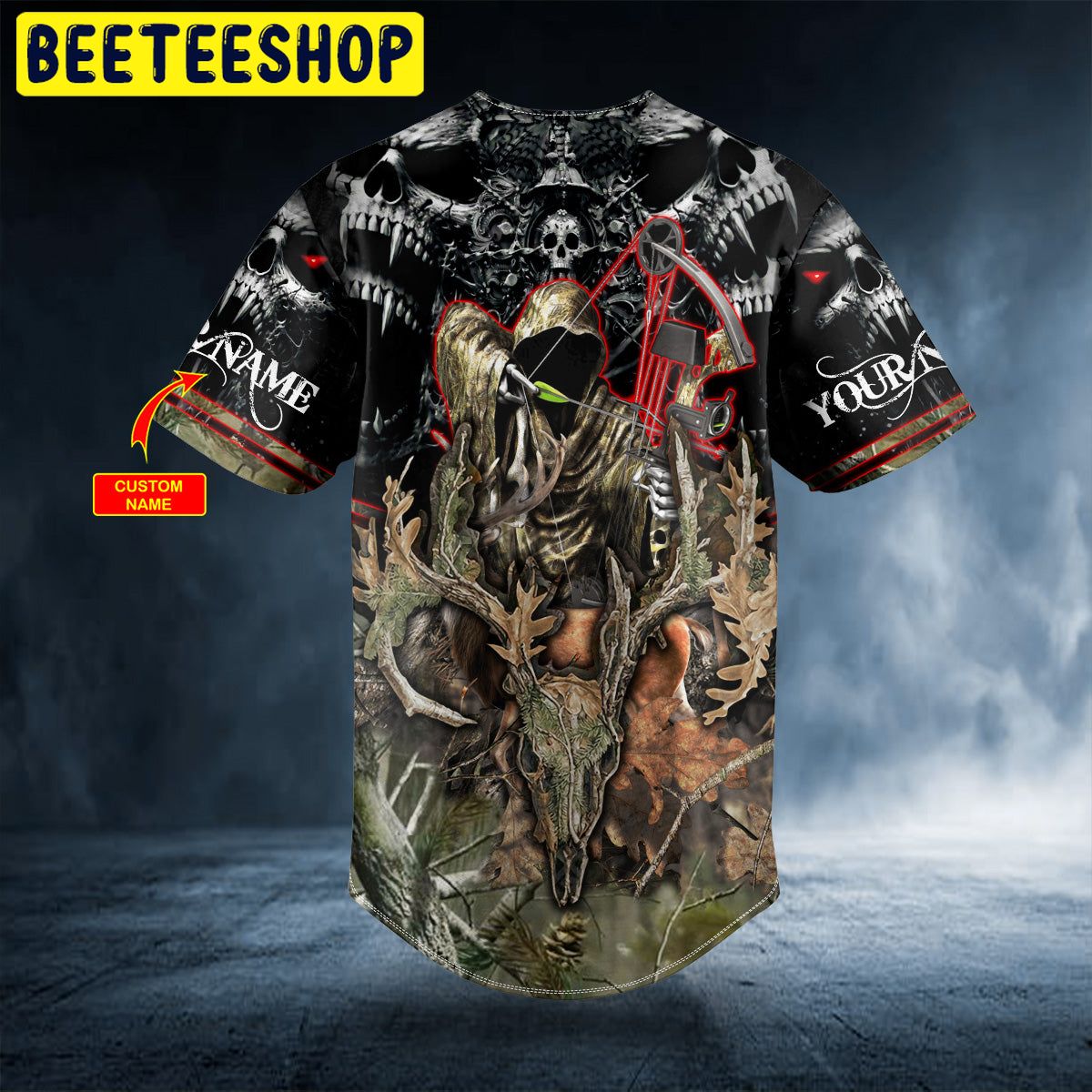 Grim Reaper Bow Hunting Skull Custom Trending Baseball Jersey Grim Reaper Bow Hunting Skull Custom Trending Baseball Jersey
