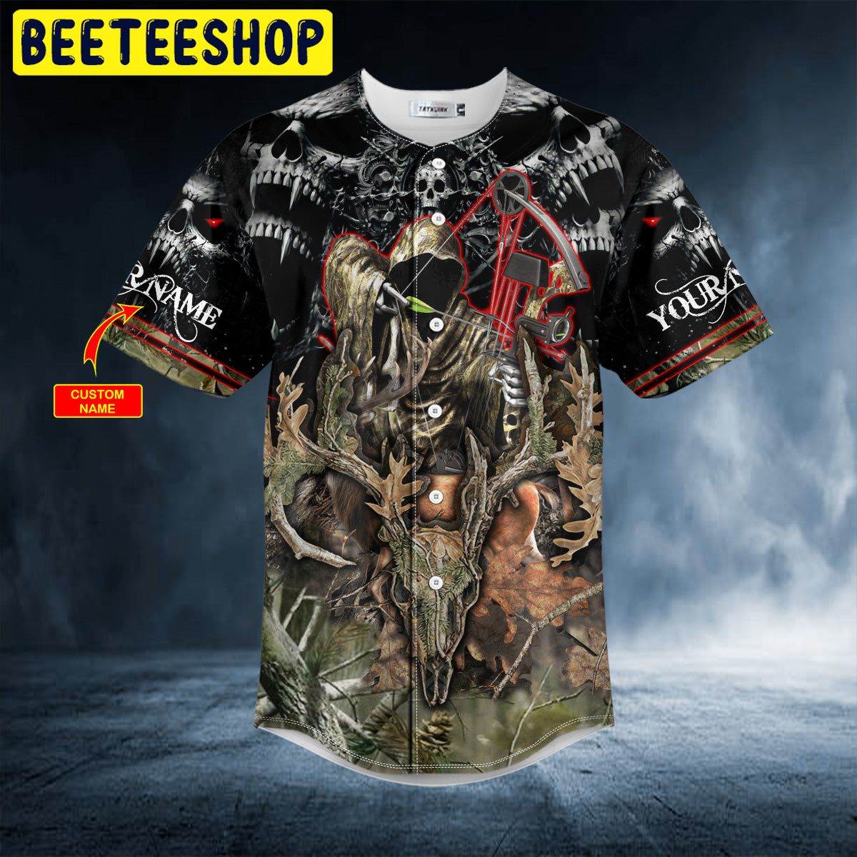 Grim Reaper Bow Hunting Skull Custom Trending Baseball Jersey Grim Reaper Bow Hunting Skull Custom Trending Baseball Jersey
