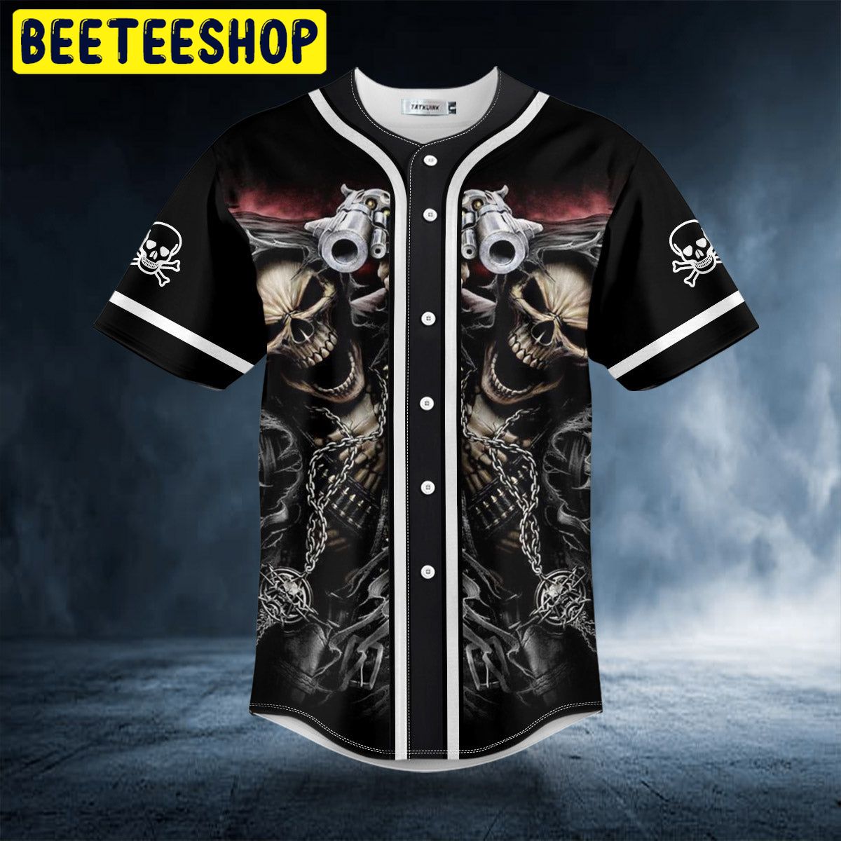 Grim Reaper Fire Gun Skull Trending Baseball Jersey Grim Reaper Fire Gun Skull Trending Baseball Jersey