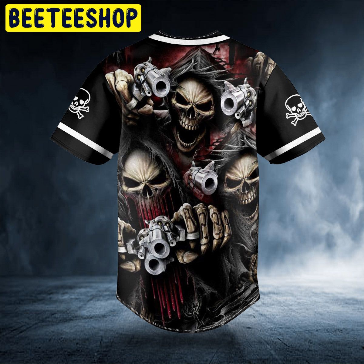 Grim Reaper Fire Gun Skull Trending Baseball Jersey Grim Reaper Fire Gun Skull Trending Baseball Jersey