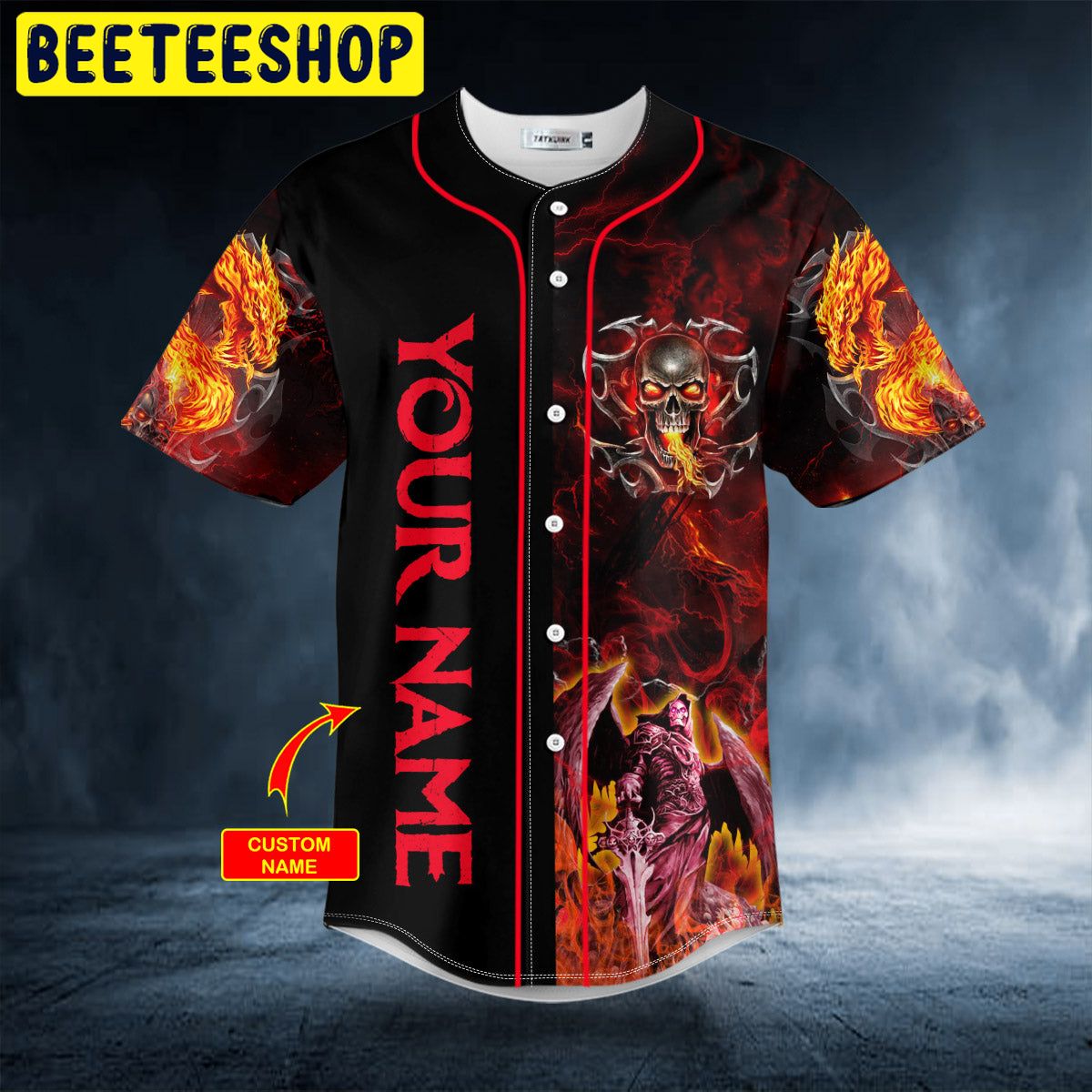 Grim Reaper Fire Metal Skull Custom Trending Baseball Jersey Grim Reaper Fire Metal Skull Custom Trending Baseball Jersey
