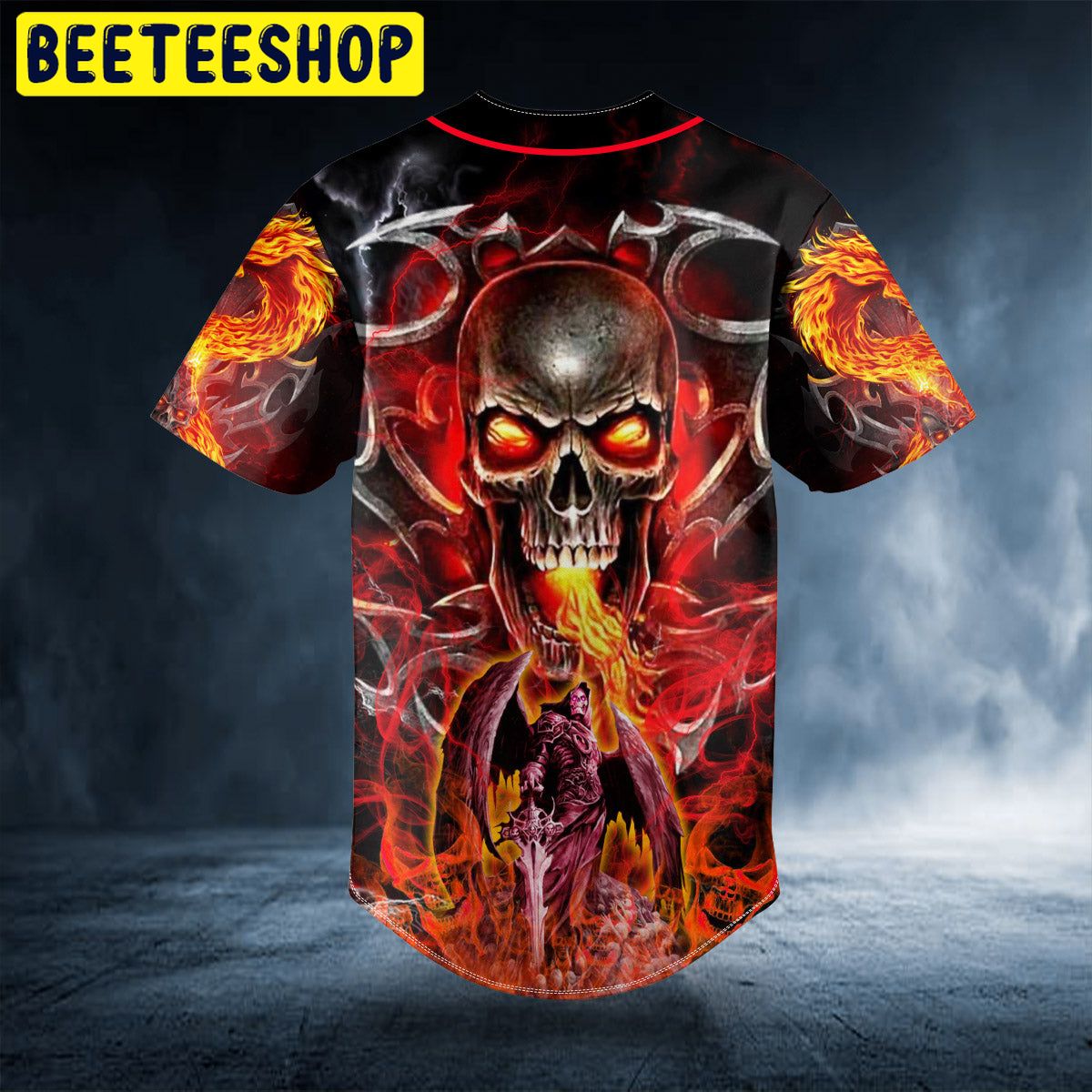 Grim Reaper Fire Metal Skull Custom Trending Baseball Jersey Grim Reaper Fire Metal Skull Custom Trending Baseball Jersey
