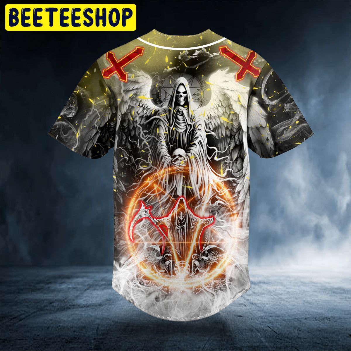Grim Reaper Wings Cross Custom Trending Baseball Jersey Grim Reaper Wings Cross Custom Trending Baseball Jersey