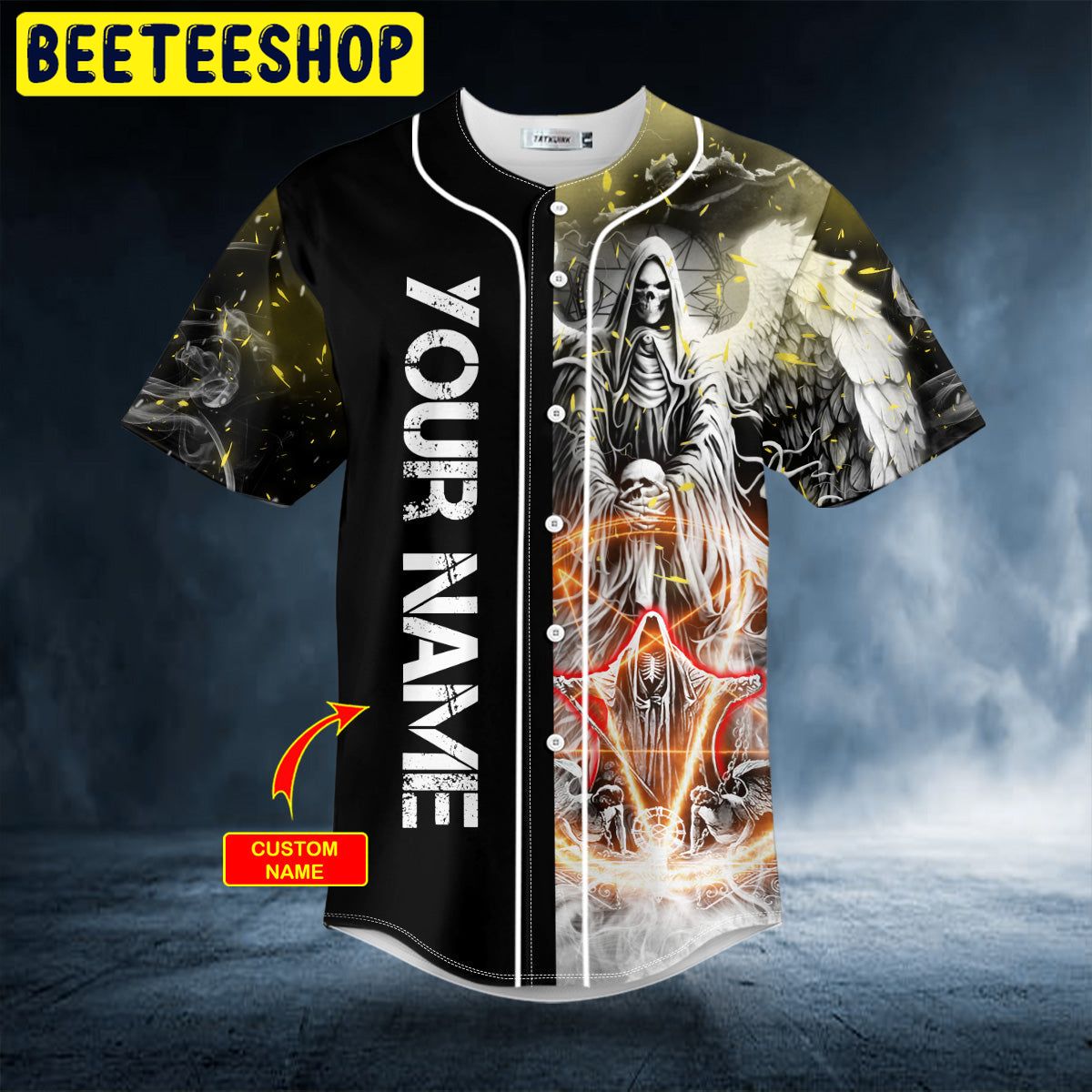 Grim Reaper Wings Cross Custom Trending Baseball Jersey Grim Reaper Wings Cross Custom Trending Baseball Jersey