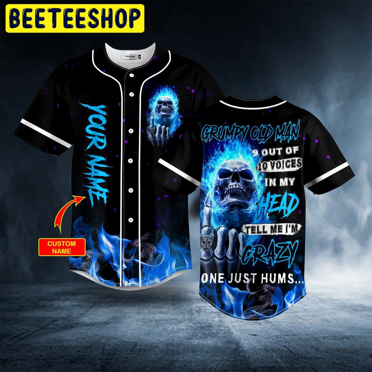 Grumpy Old Man 9 Out Of 10 Voices Skull Custom Trending Baseball Jersey Grumpy Old Man 9 Out Of 10 Voices Skull Custom Trending Baseball Jersey