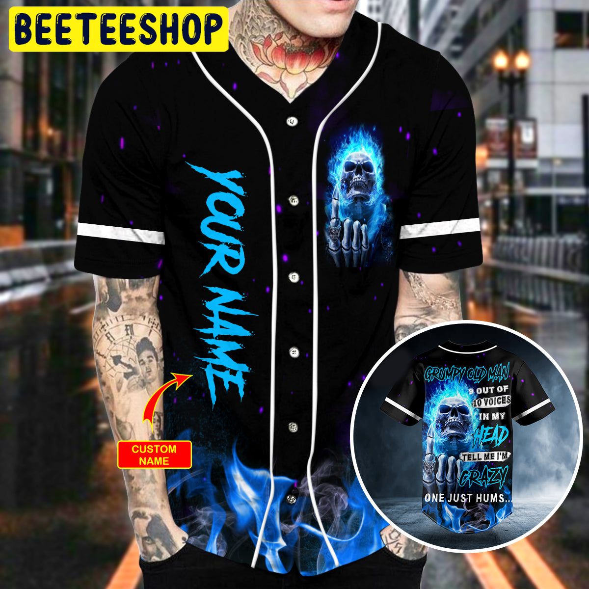 Grumpy Old Man 9 Out Of 10 Voices Skull Custom Trending Baseball Jersey Grumpy Old Man 9 Out Of 10 Voices Skull Custom Trending Baseball Jersey