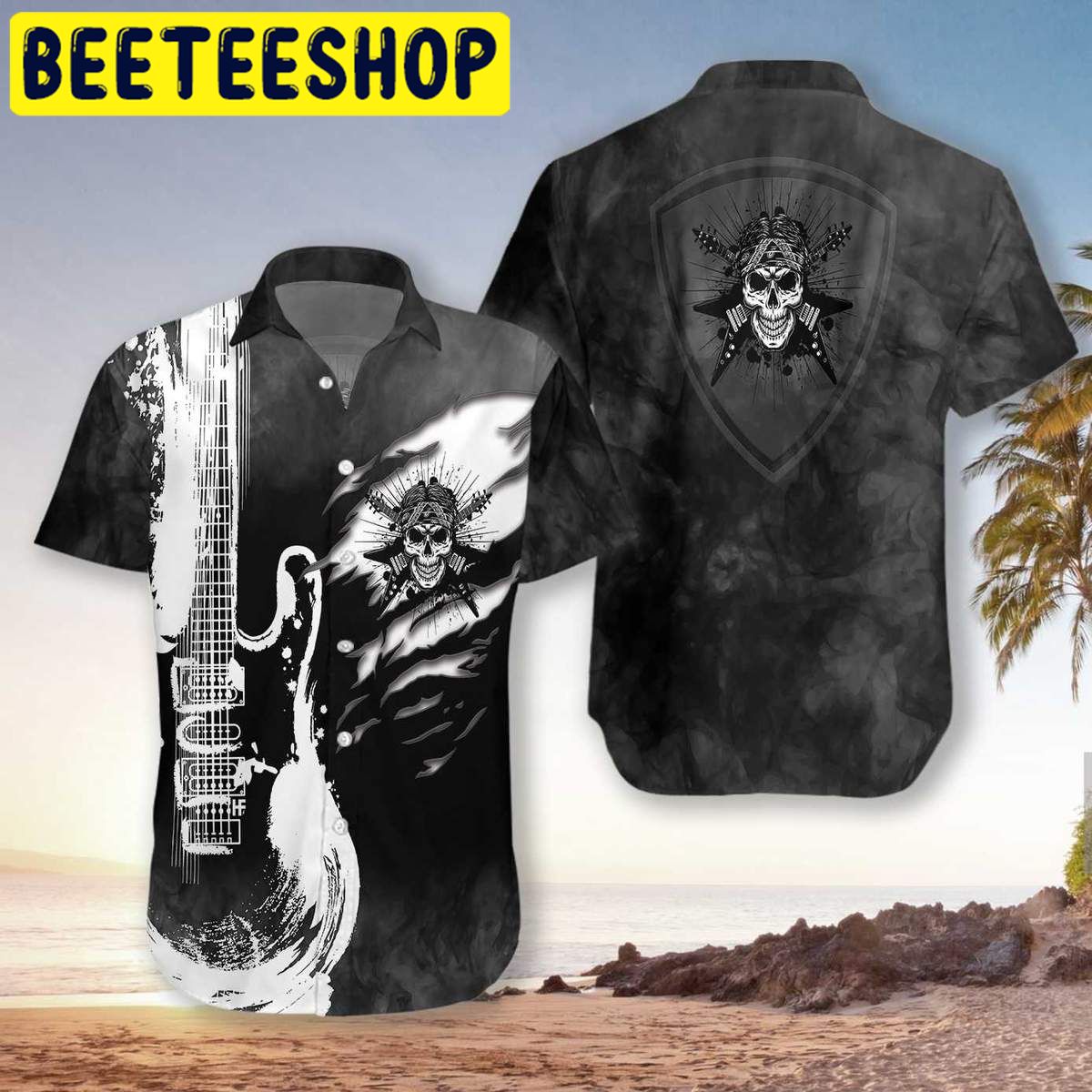 Guitar And Skull Hawaiian Shirt Guitar And Skull Hawaiian Shirt