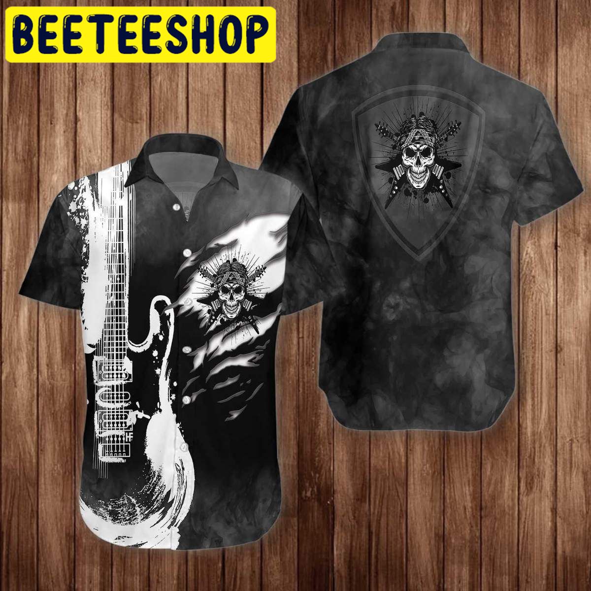 Guitar And Skull Hawaiian Shirt Guitar And Skull Hawaiian Shirt