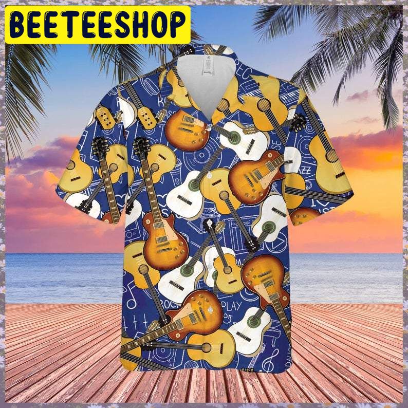 Guitar Music Pattern Hawaiian Shirt Guitar Music Pattern Hawaiian Shirt