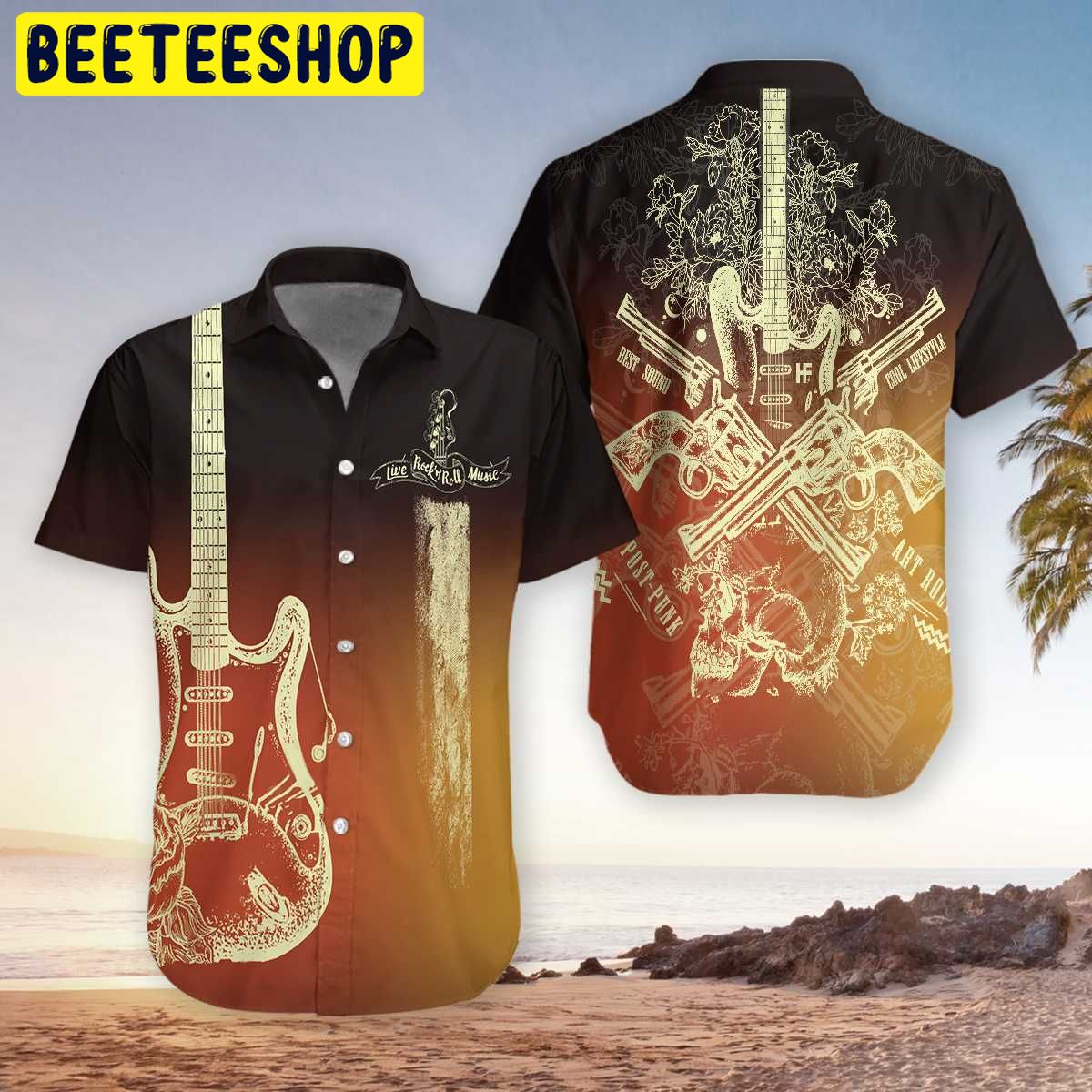 Guitar Rock N Roll Colorful Trending Hawaiian Shirt Guitar Rock N Roll Colorful Trending Hawaiian Shirt