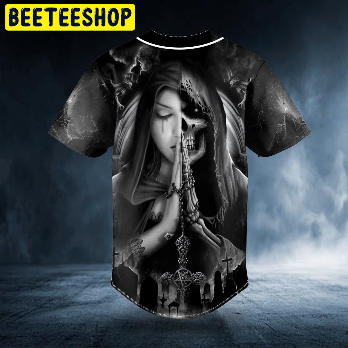 Half Prayer Grim Reaper Skull Trending Baseball Jersey Half Prayer Grim Reaper Skull Trending Baseball Jersey