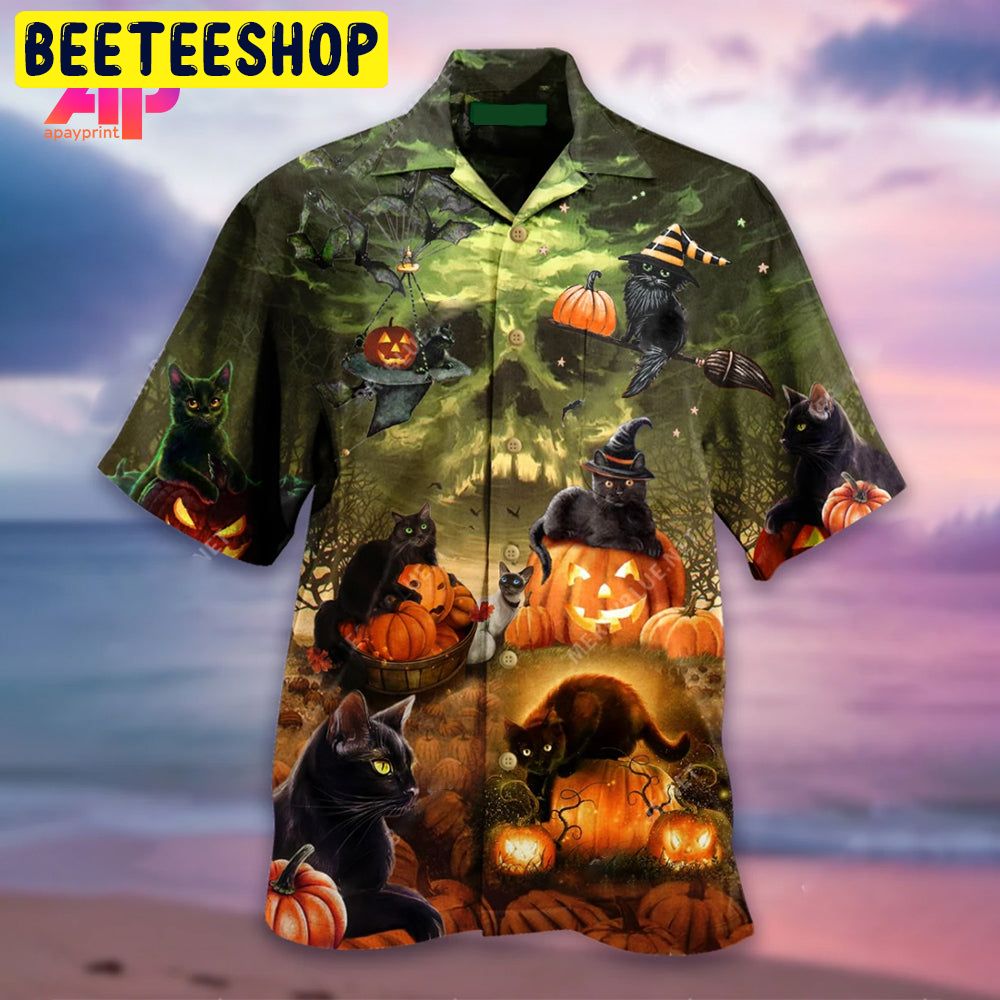 Halloween And Cats Trending Hawaiian Shirt Halloween And Cats Trending Hawaiian Shirt