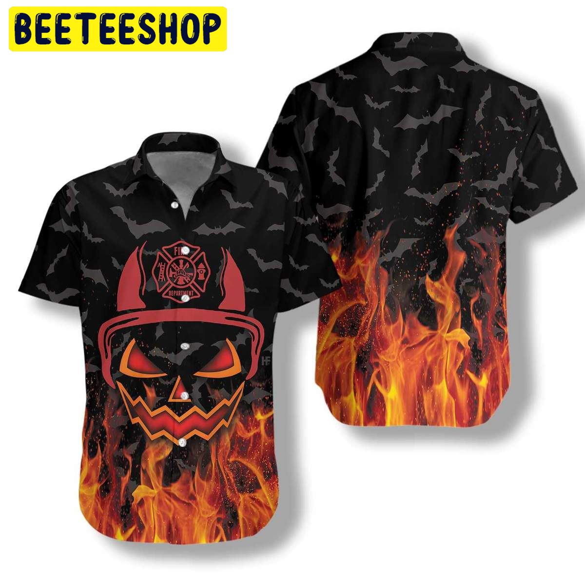 Halloween Firefighter Trending Hawaiian Shirt Halloween Firefighter Trending Hawaiian Shirt