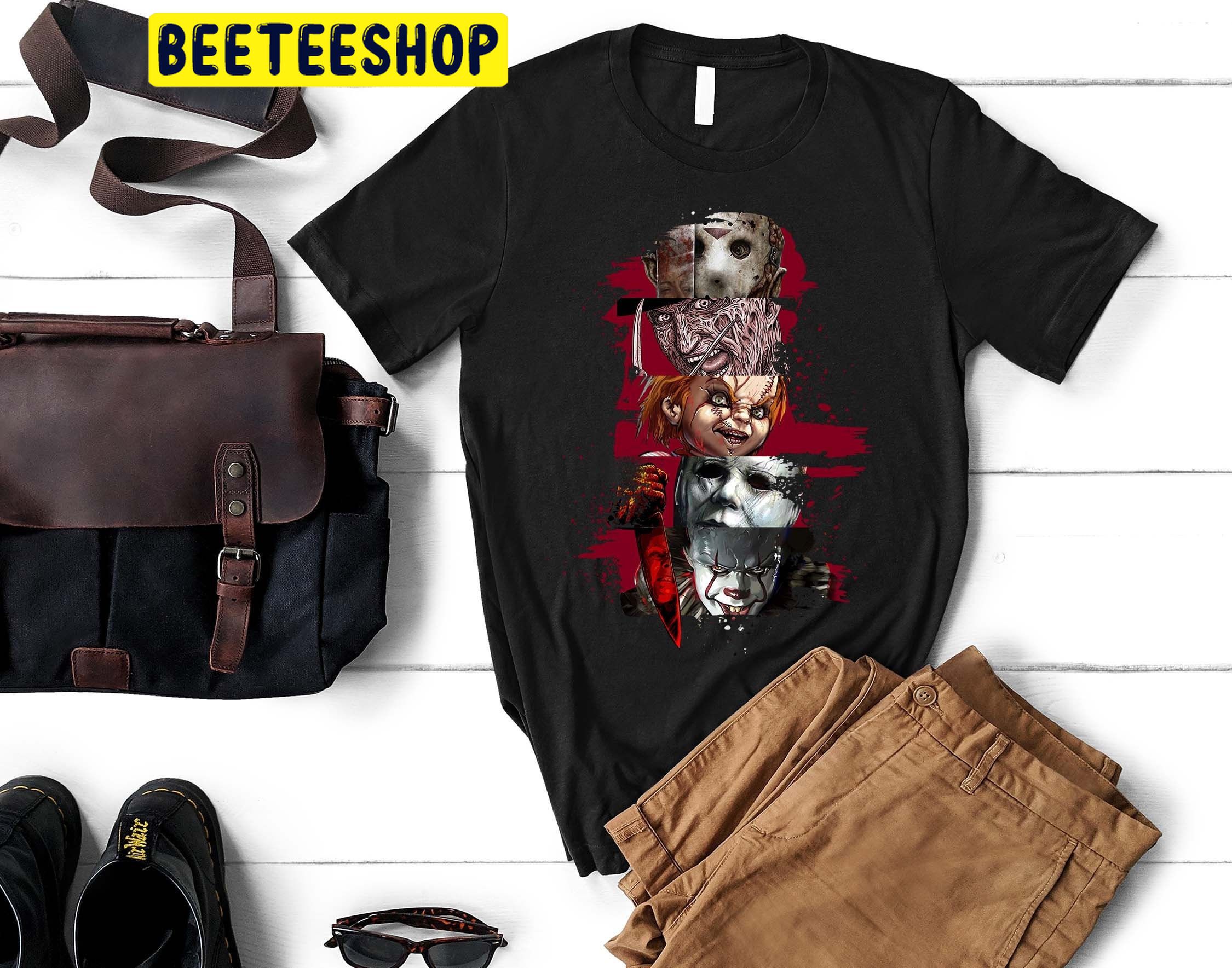 Halloween Horror Movie Killers Scary Freddy Krueger, Pennywise Clown, Jason Trending Unisex Shirt Halloween Horror Movie Killers Scary Freddy Krueger, Pennywise Clown, Jason Trending Unisex Shirt