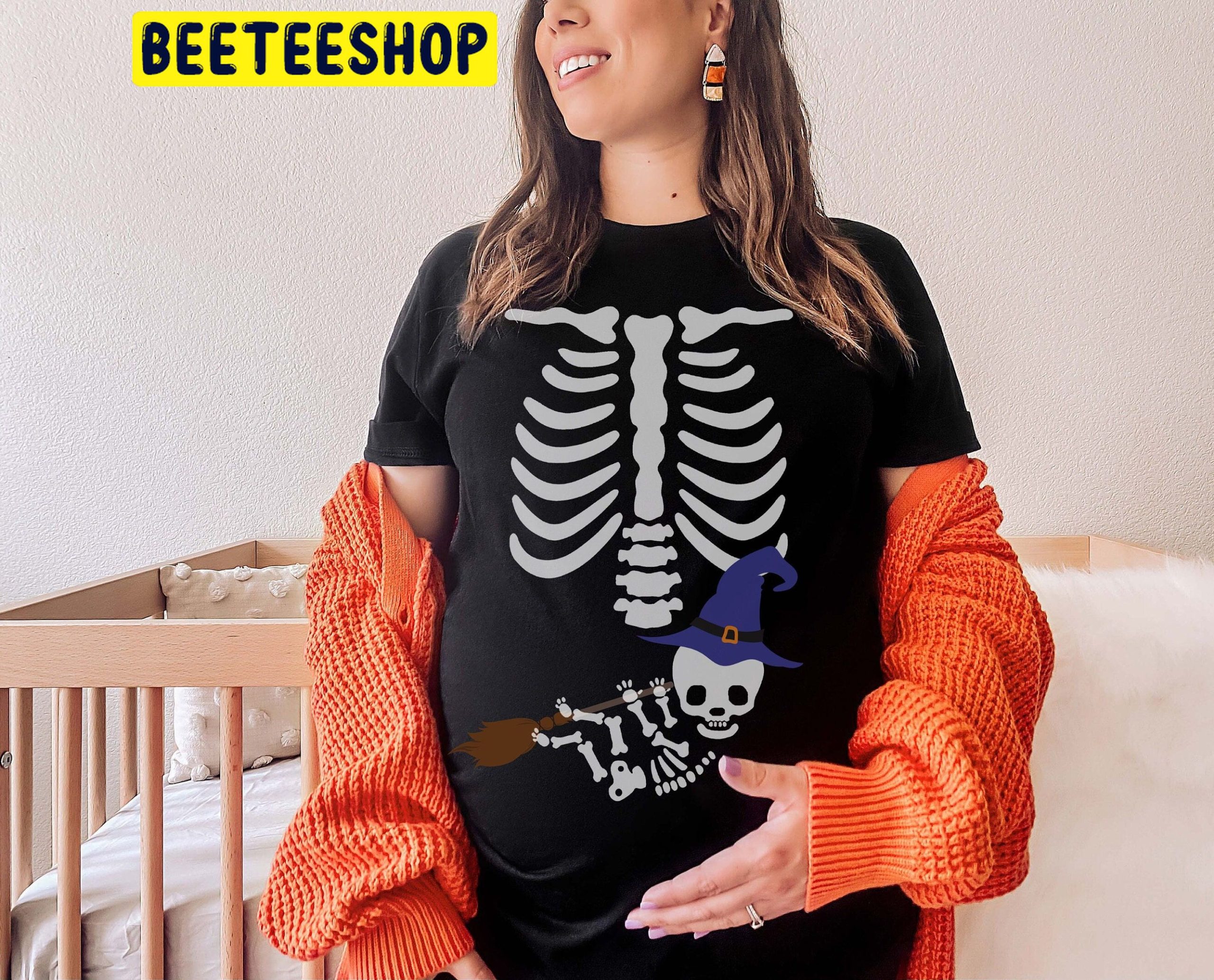 Halloween Maternity Pregnant Adult Skeleton Witch Funny Trending Unisex Shirt Halloween Maternity Pregnant Adult Skeleton Witch Funny Trending Unisex Shirt