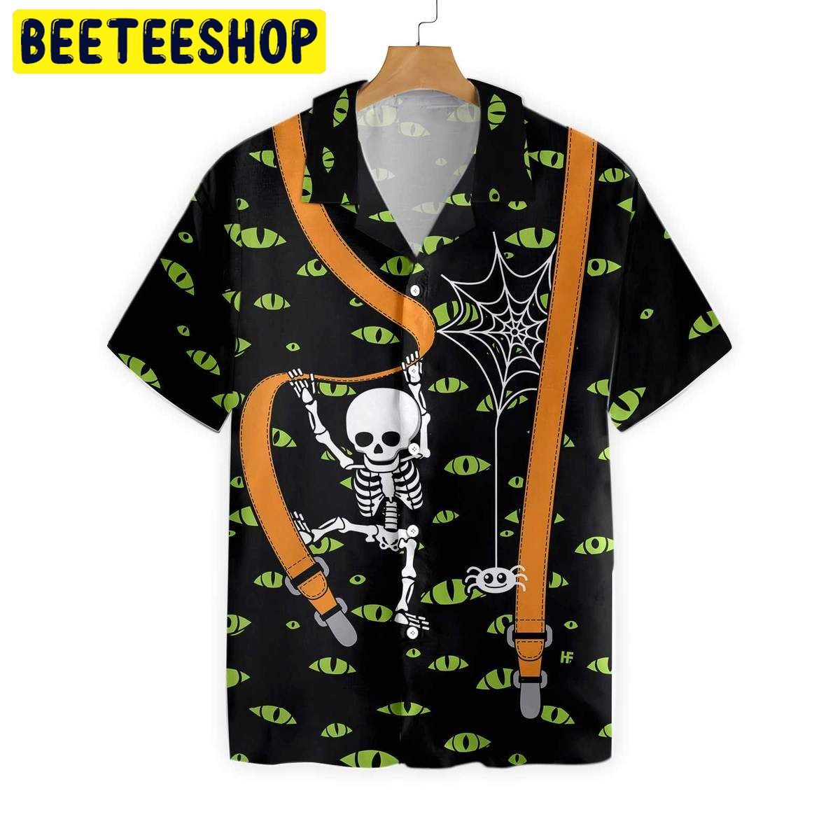 Halloween Skeleton And Monster Eyes Trending Hawaiian Shirt Halloween Skeleton And Monster Eyes Trending Hawaiian Shirt