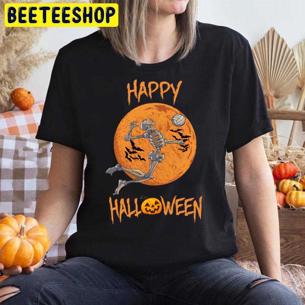 Halloween Volleyball Skeleton And Moon Trending Unisex T-Shirt Halloween Volleyball Skeleton And Moon Trending Unisex T-Shirt