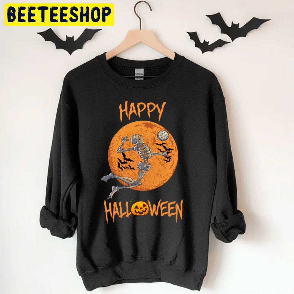 Halloween Volleyball Skeleton And Moon Trending Unisex T-Shirt Halloween Volleyball Skeleton And Moon Trending Unisex T-Shirt