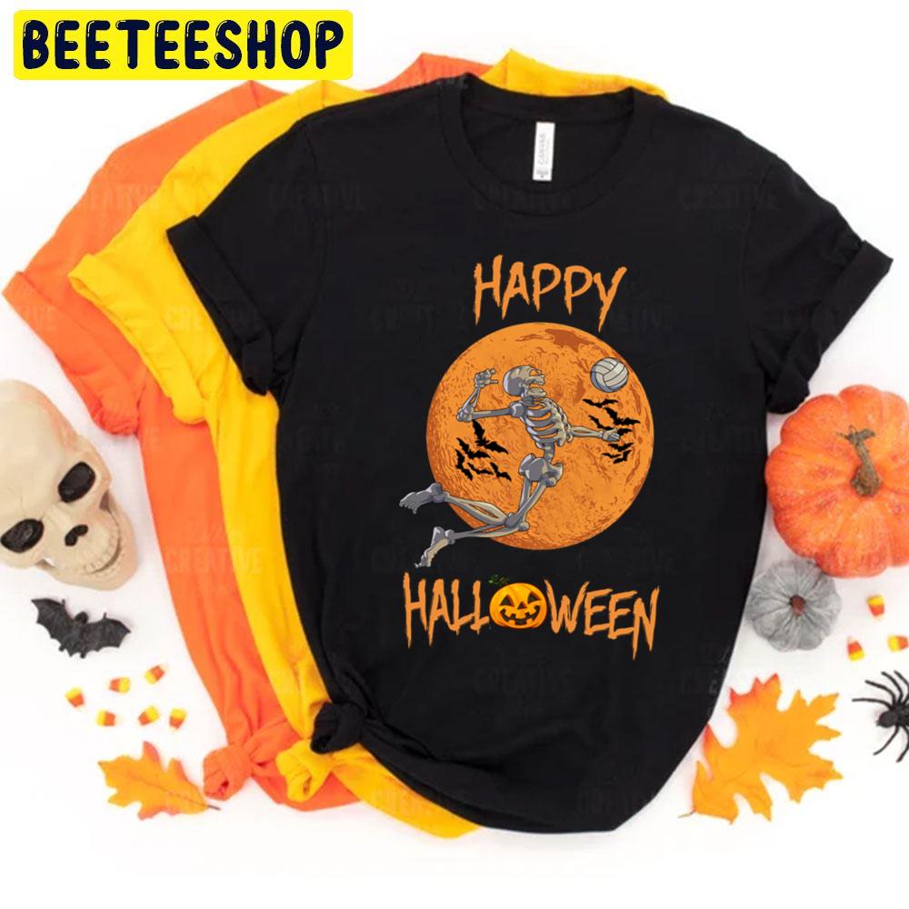Halloween Volleyball Skeleton And Moon Trending Unisex T-Shirt Halloween Volleyball Skeleton And Moon Trending Unisex T-Shirt