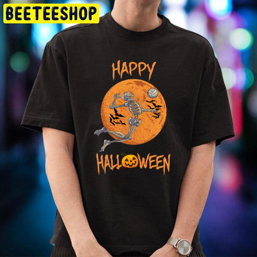 Halloween Volleyball Skeleton And Moon Trending Unisex T-Shirt Halloween Volleyball Skeleton And Moon Trending Unisex T-Shirt