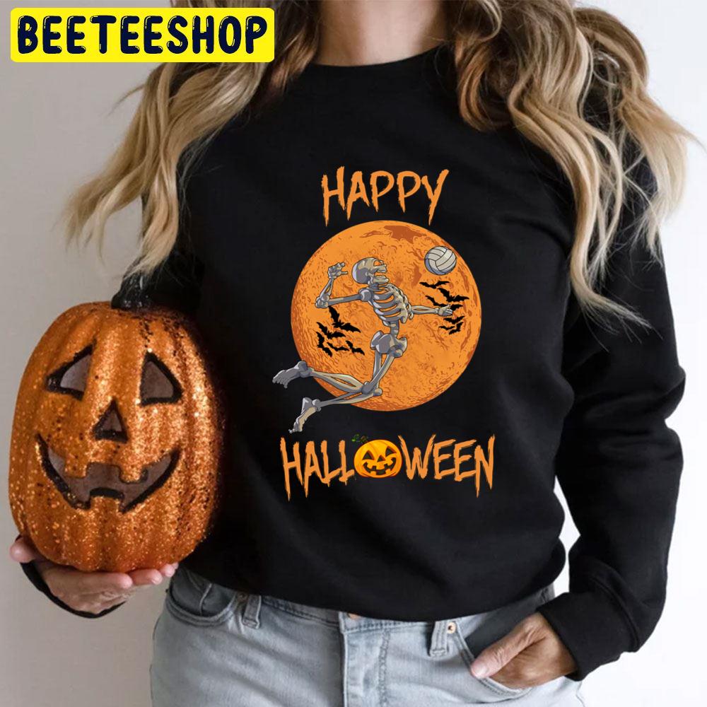 Halloween Volleyball Skeleton And Moon Trending Unisex T-Shirt Halloween Volleyball Skeleton And Moon Trending Unisex T-Shirt