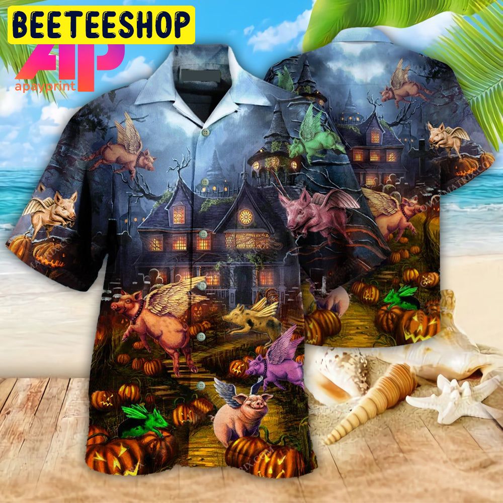 Halloween When Pigs Fly Trending Hawaiian Shirt Halloween When Pigs Fly Trending Hawaiian Shirt