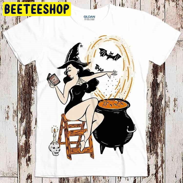 Halloween Witch Pin Up Vintage Retro Trending Unisex Shirt Halloween Witch Pin Up Vintage Retro Trending Unisex Shirt