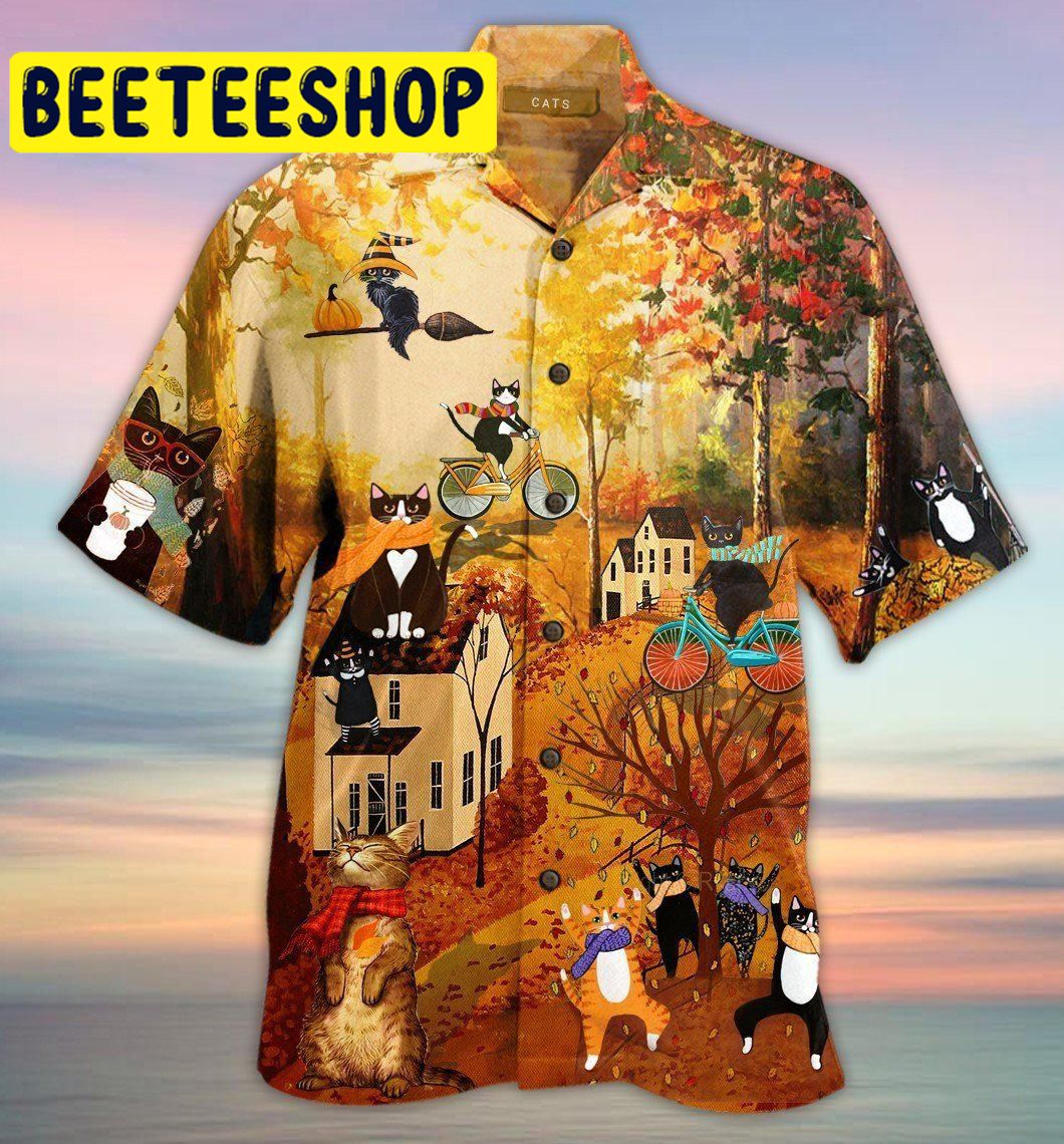 Happy Fall Y'All Cats Hawaiian Shirt Happy Fall Y'All Cats Hawaiian Shirt
