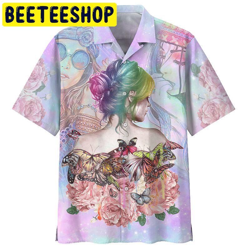 Hippie Girl Hawaiian Shirt Hippie Girl Hawaiian Shirt