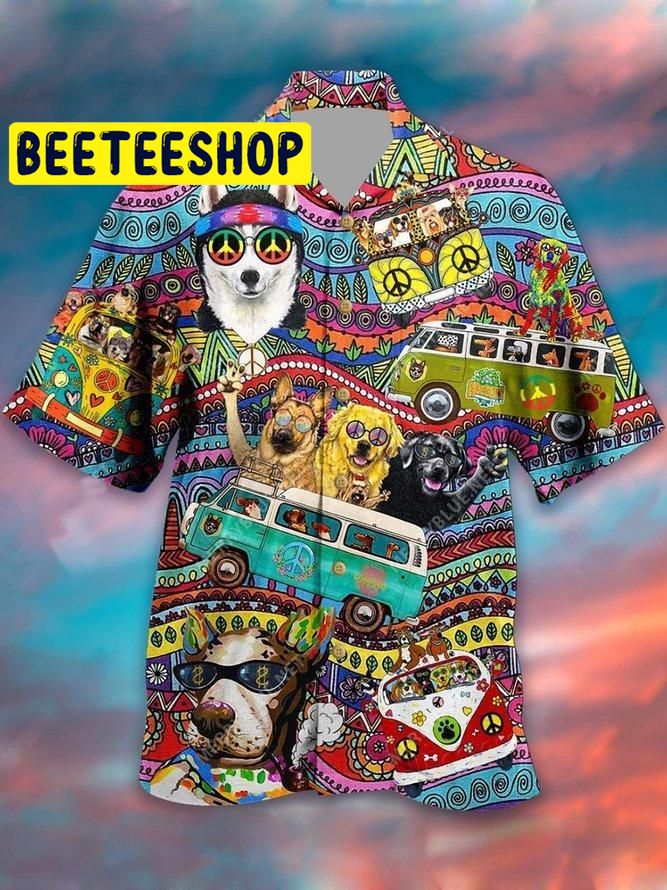 Hippie Husky Dog Hawaiian Shirt Hippie Husky Dog Hawaiian Shirt