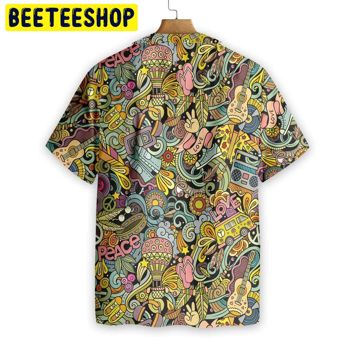 Hippie Style Doodles Illustration Trending Hawaiian Shirt Hippie Style Doodles Illustration Trending Hawaiian Shirt