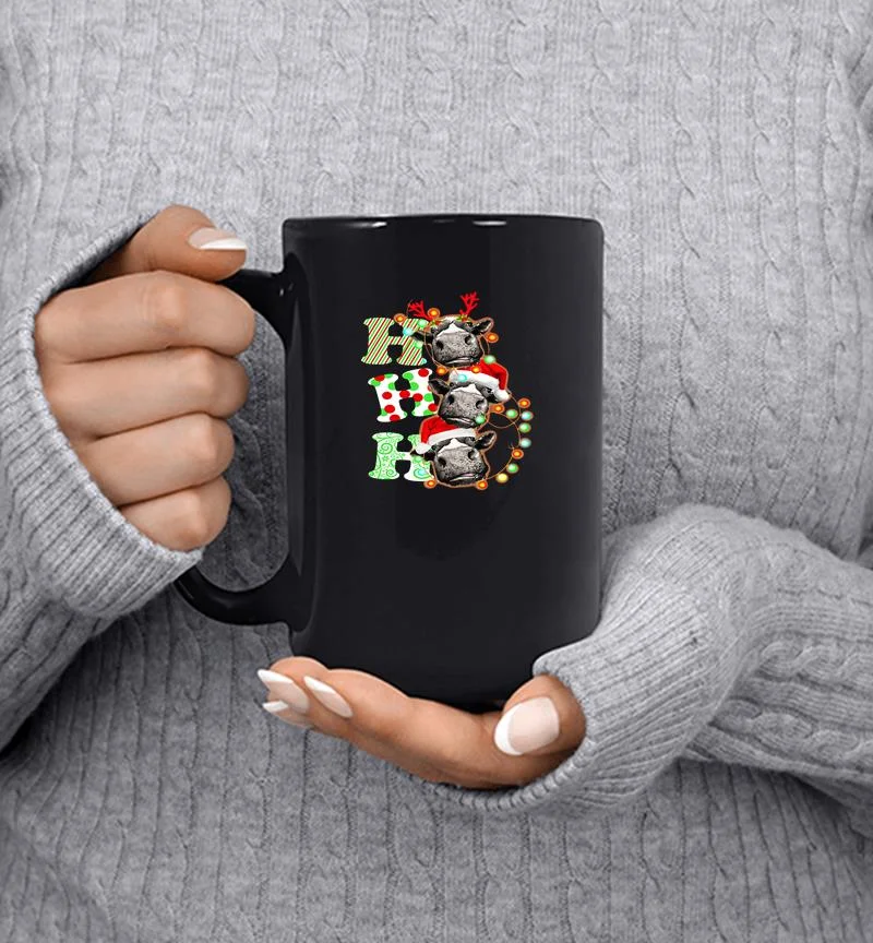 Ho Ho Ho Cow Santa Christmas light Mug Ho Ho Ho Cow Santa Christmas light Mug