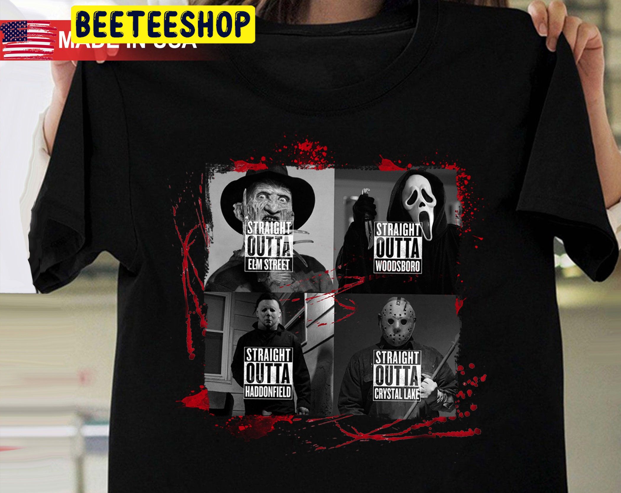 Horror Characters Straight Outta Trending Unisex Shirt Horror Characters Straight Outta Trending Unisex Shirt