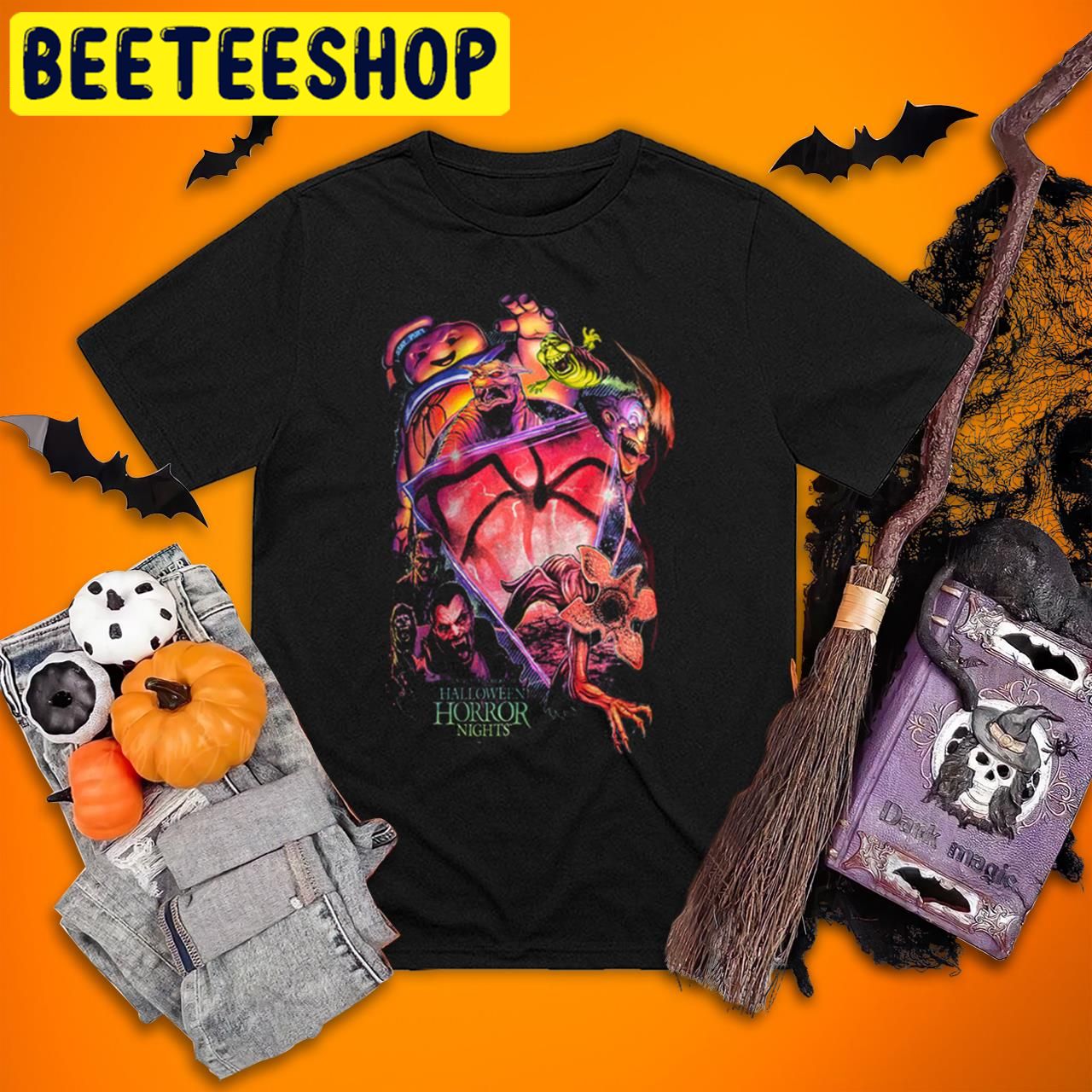Horror Nights Monster And Spider Scary Halloween Trending Unisex T-Shirt Horror Nights Monster And Spider Scary Halloween Trending Unisex T-Shirt