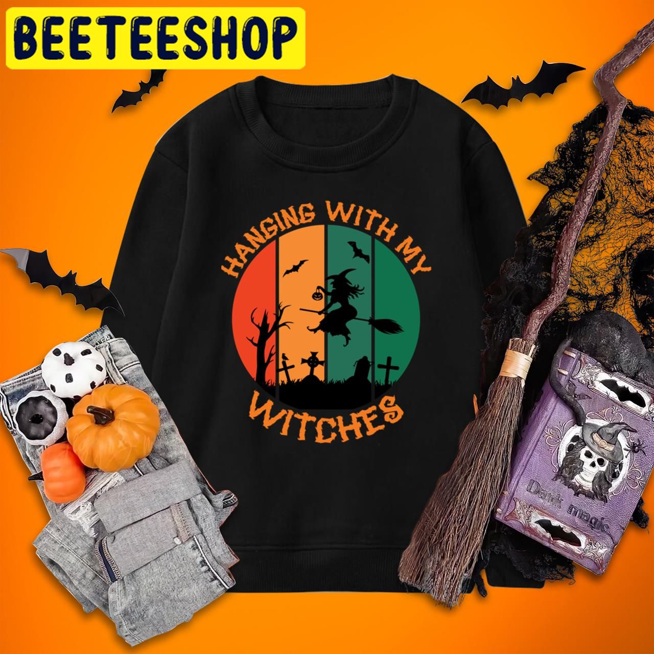 Horror Nights Vintage Witch And Cemetery Halloween Trending Unisex T-Shirt Horror Nights Vintage Witch And Cemetery Halloween Trending Unisex T-Shirt