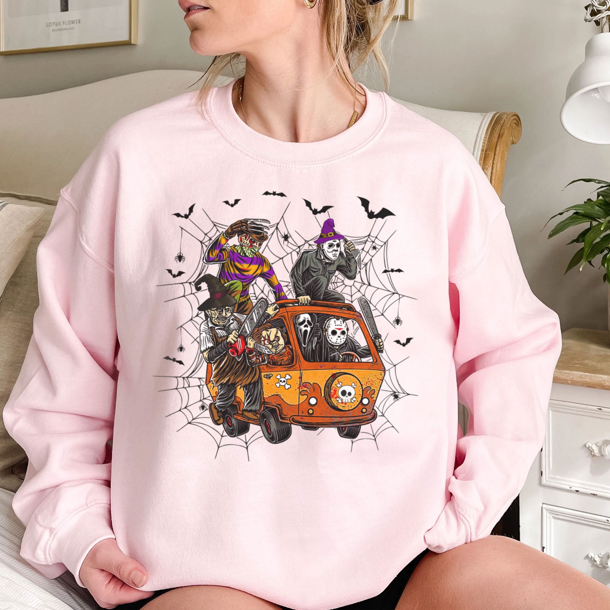 Horror Stitch Cosplay Michael, Jason, Freddy, Chucky, Ghostface, Horror Movie Killer On Hippie Car HalloweenTrending Unisex Shirt Horror Stitch Cosplay Michael, Jason, Freddy, Chucky, Ghostface, Horror Movie Killer On Hippie Car HalloweenTrending Unisex Shirt