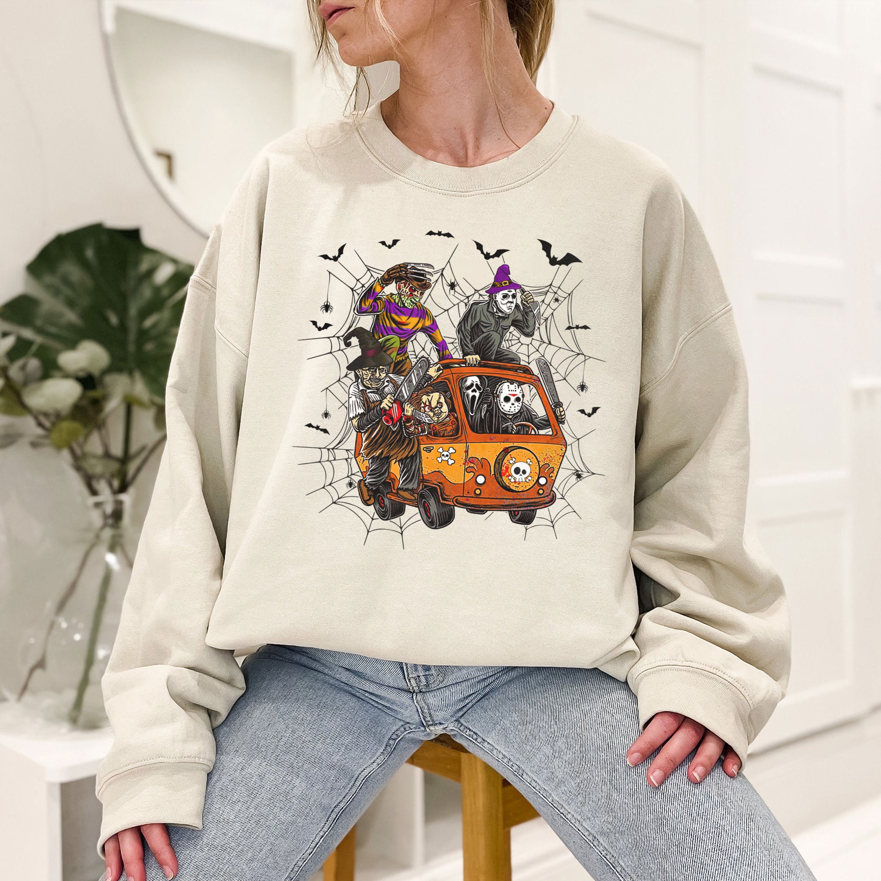 Horror Stitch Cosplay Michael, Jason, Freddy, Chucky, Ghostface, Horror Movie Killer On Hippie Car HalloweenTrending Unisex Shirt Horror Stitch Cosplay Michael, Jason, Freddy, Chucky, Ghostface, Horror Movie Killer On Hippie Car HalloweenTrending Unisex Shirt