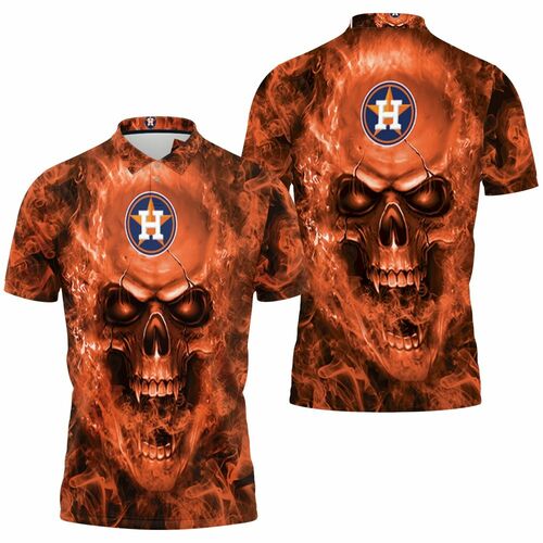Houston Astros Mlb Fans Skull 3D All Over Print Polo Shirt Houston Astros Mlb Fans Skull 3D All Over Print Polo Shirt