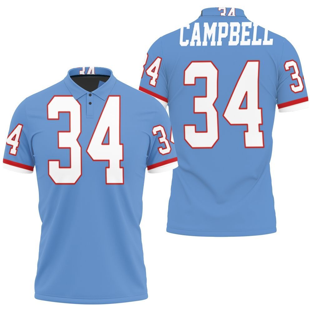 Houston Oilers Earl Campbell Light Blue 1980 Throwback Retired Player Jersey Inspired Style 3D All Over Print Polo Shirt Houston Oilers Earl Campbell Light Blue 1980 Throwback Retired Player Jersey Inspired Style 3D All Over Print Polo Shirt