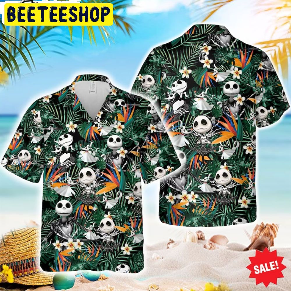 Jack Skellington Tropical Beach Horror Nightmare Before Christmas Halloween Hawaiian Shirt Jack Skellington Tropical Beach Horror Nightmare Before Christmas Halloween Hawaiian Shirt