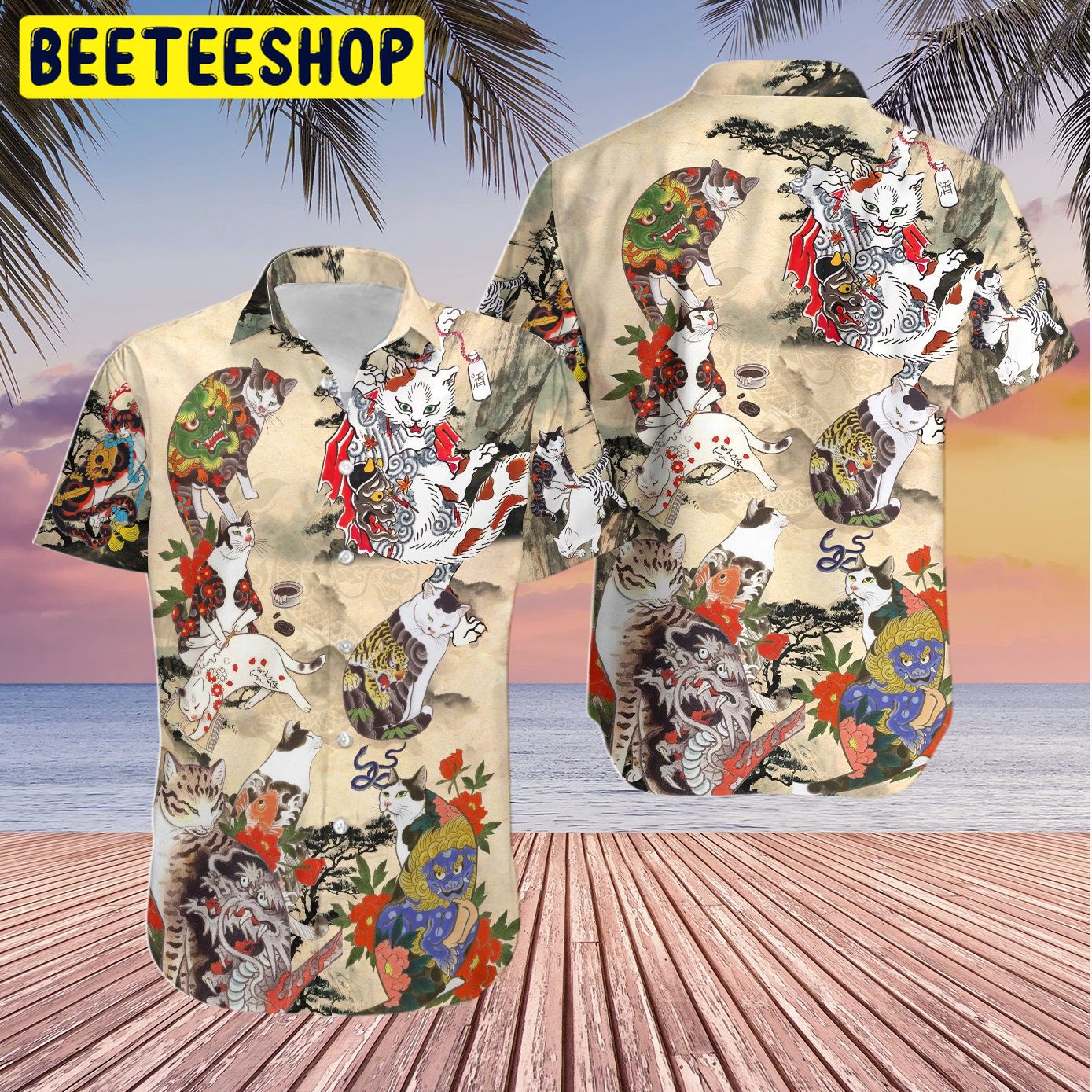 Japanese Cat Tattoo Trending Hawaiian Shirt Japanese Cat Tattoo Trending Hawaiian Shirt