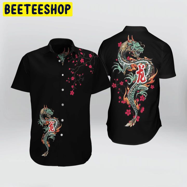 Japanese Dragon Sakura Trending Hawaiian Shirt Japanese Dragon Sakura Trending Hawaiian Shirt