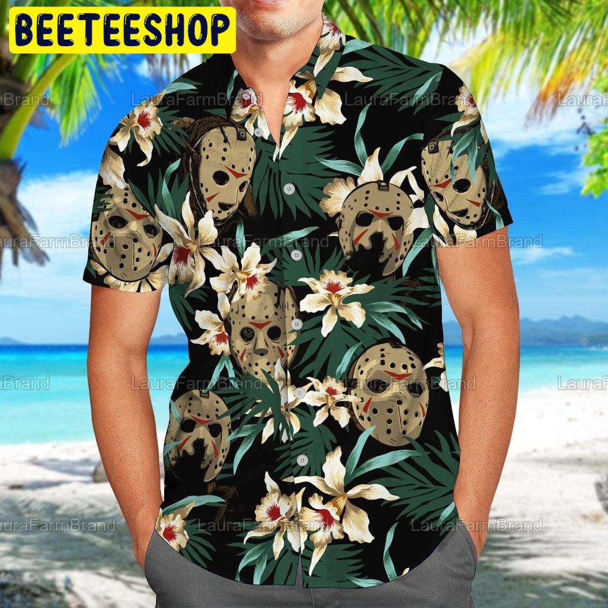 Jason Voorhees Tropical Halloween Trending Hawaiian Shirt Jason Voorhees Tropical Halloween Trending Hawaiian Shirt