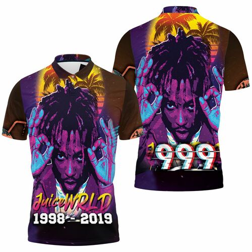 Juice Wrld 999 Rap Pop Neon Style 3D All Over Print Polo Shirt Juice Wrld 999 Rap Pop Neon Style 3D All Over Print Polo Shirt