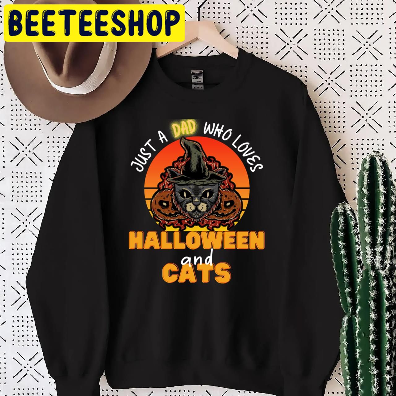 Just A Dad Who Loves And Cats Black Cat Halloween Trending Unisex T-Shirt Just A Dad Who Loves And Cats Black Cat Halloween Trending Unisex T-Shirt