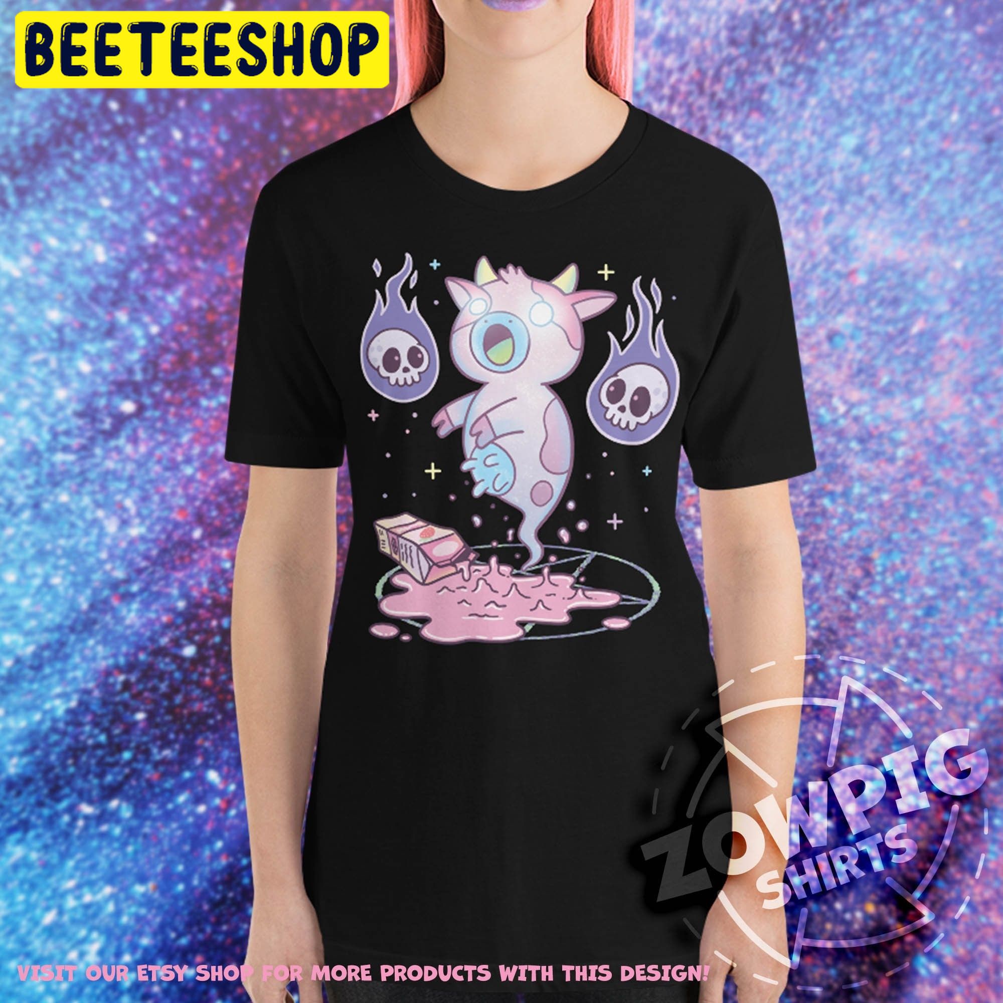 Kawaii Pastel Goth Aesthetic Creepy Cute Strawberry Milk Ghost Cow Skulls Trending Unisex Shirt Kawaii Pastel Goth Aesthetic Creepy Cute Strawberry Milk Ghost Cow Skulls Trending Unisex Shirt
