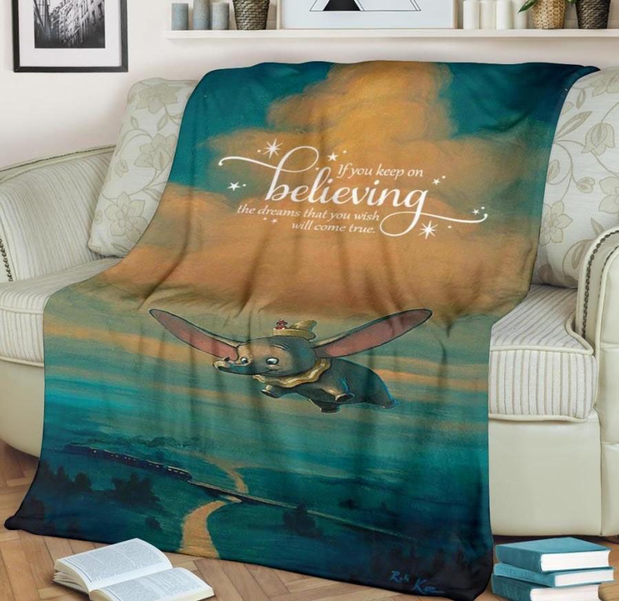 Keep On Believing Flying Elephant Dumbo Disney Best Seller Fleece Blanket Throw Blanket Keep On Believing Flying Elephant Dumbo Disney Best Seller Fleece Blanket Throw Blanket