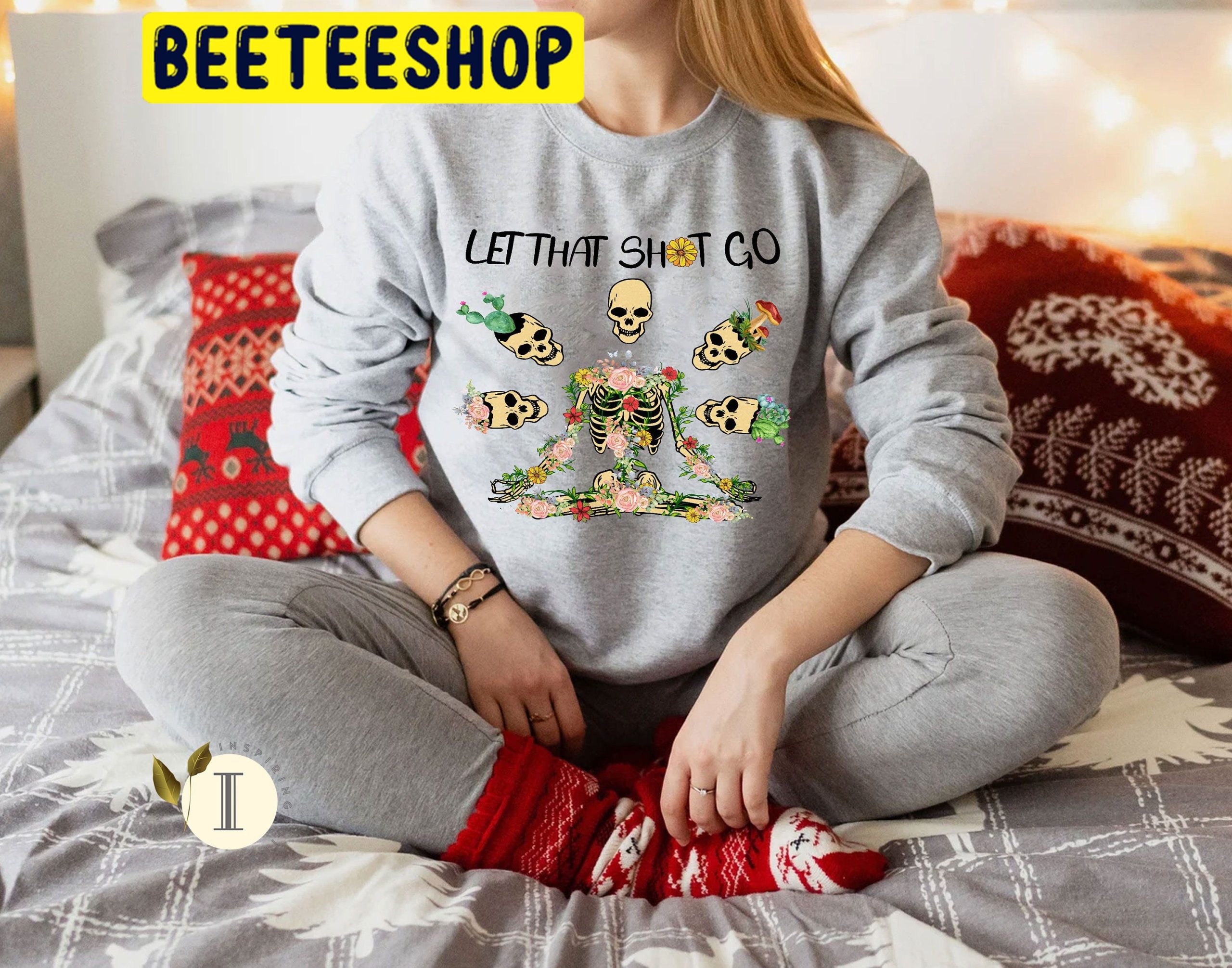 Let That Shit Go Funny Skeleton Yoga Halloween Trending Unisex Shirt Let That Shit Go Funny Skeleton Yoga Halloween Trending Unisex Shirt