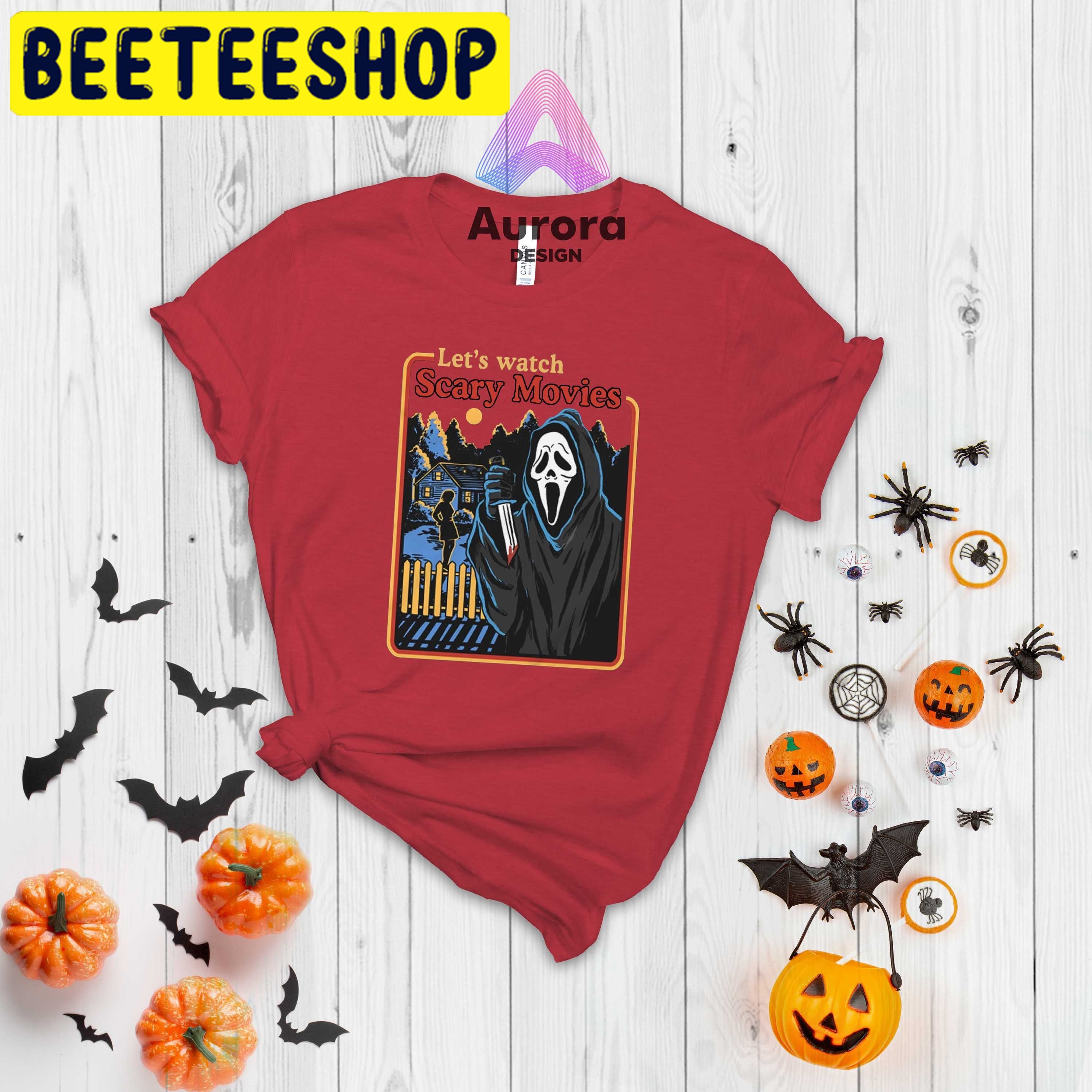 Let's Watch Scary Movies HalloweenTrending Unisex Shirt Let's Watch Scary Movies HalloweenTrending Unisex Shirt