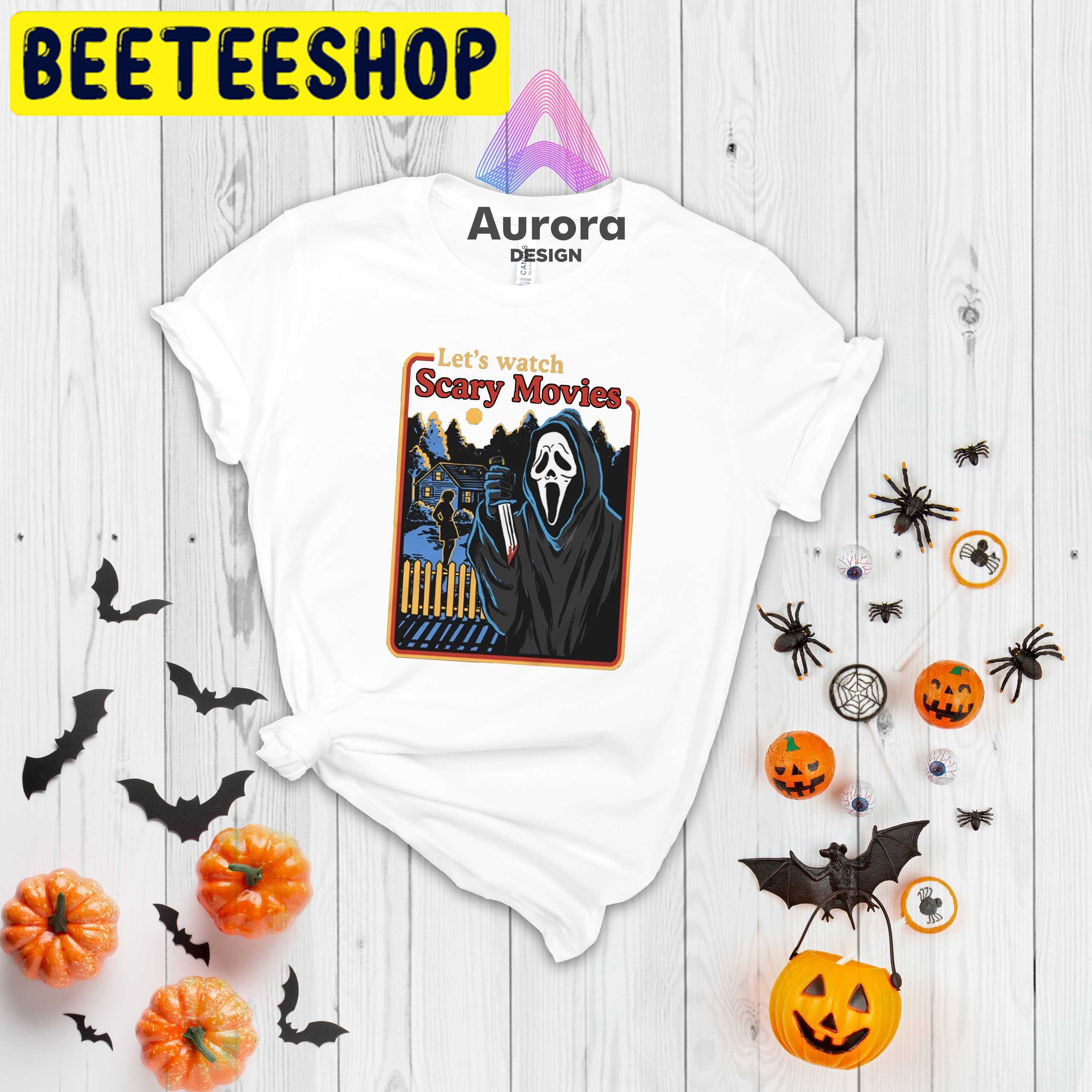 Let's Watch Scary Movies HalloweenTrending Unisex Shirt Let's Watch Scary Movies HalloweenTrending Unisex Shirt